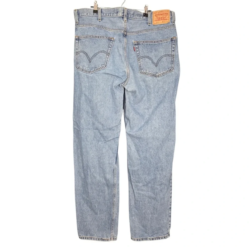 Levis 550 Relaxed Fit Jeans Men 38x34 Light Wash Blue Tapered Denim Cotton Zip